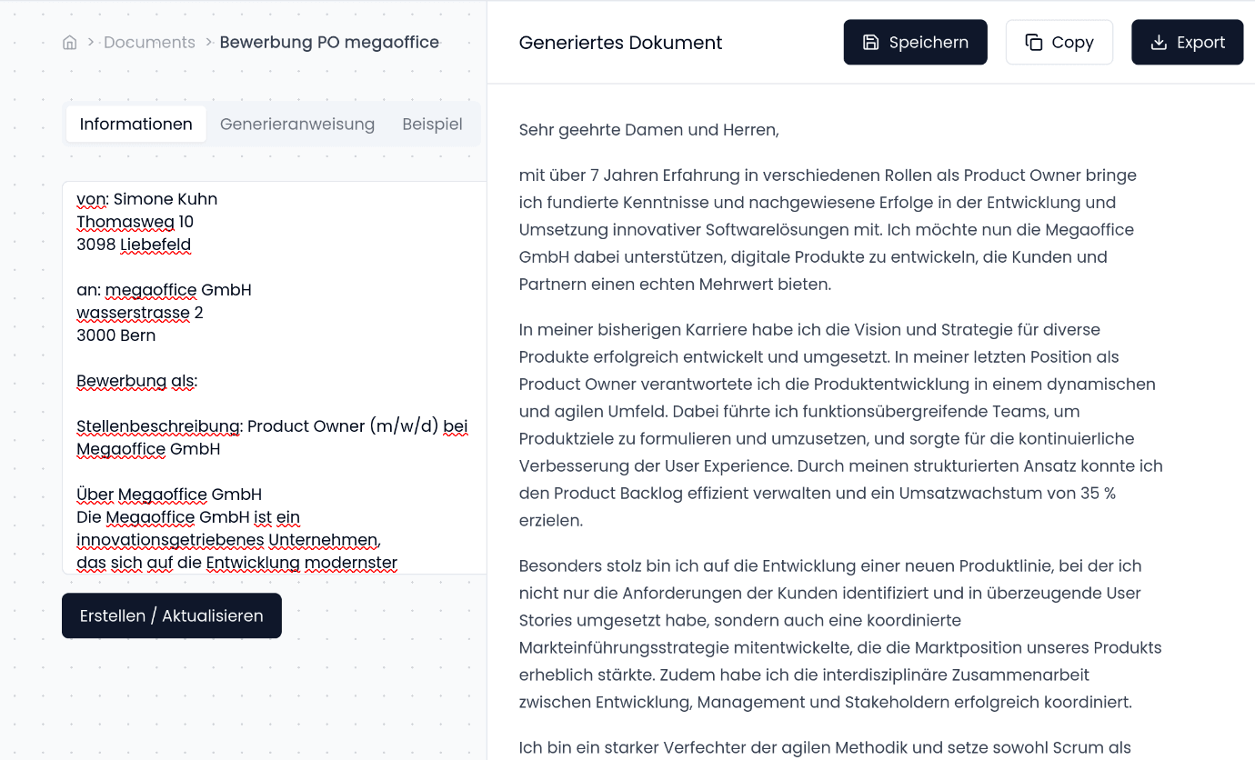 Roberto Document Editor Interface